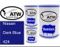Preview: Nissan, Dark Blue, 424: 500ml Lackdose + 500ml Klarlack + 250ml Härter - Set, von ATW Autoteile West.
